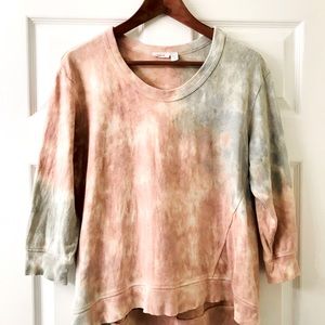 Wilt pink-green tie dye shrunken crop sweatshirt